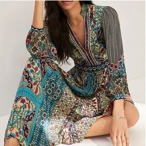 Anthropologie x Bhanuni by Jyoti Ronika Beaded Boho Maxi Dress Multicolor Size 2